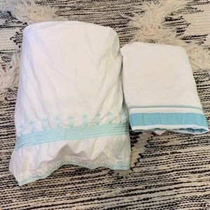 Pottery Barn Kids embroidered crib skirt and changing pad cover